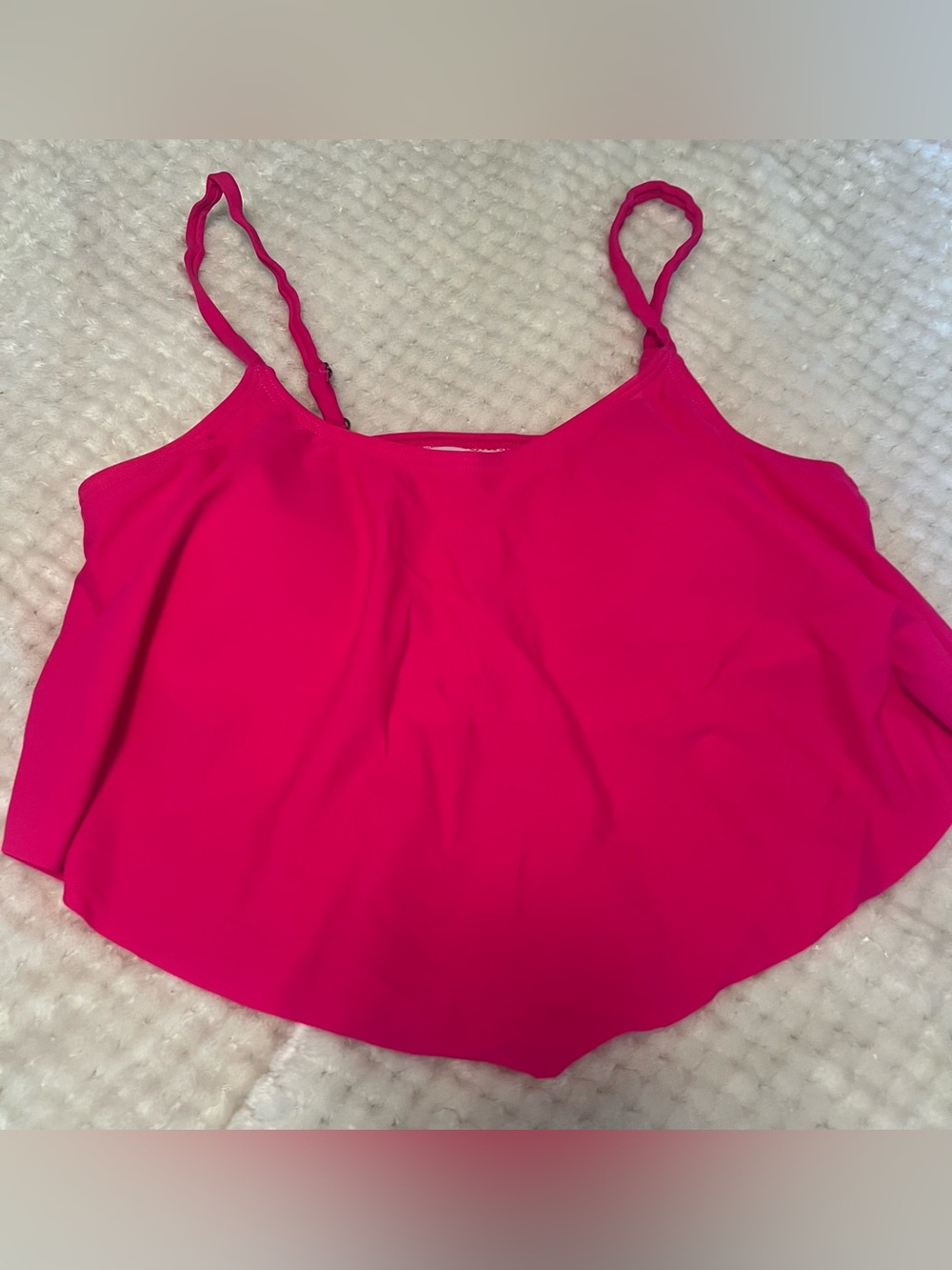 Antiqua Pink Swim Tankini Top Womens Large 10 Flounce Ruffle Adjustable Straps
